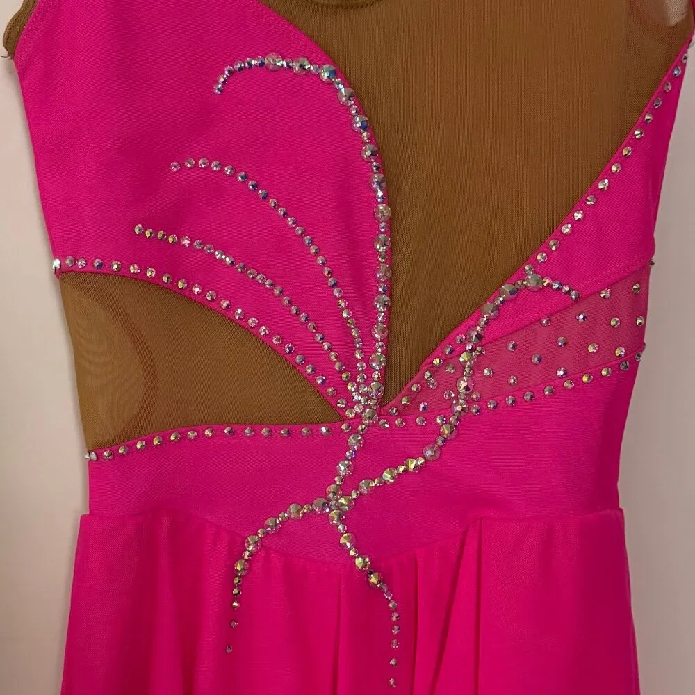 Sharene Designs Style 7253 Girls pink figure skating dress size Large size 12